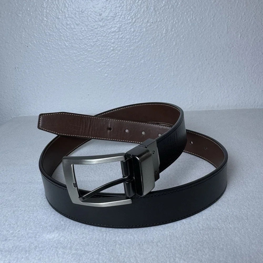 Swiss Gear Men's Medium 32-36 Black Brown Reversible Belt Bonded Leather